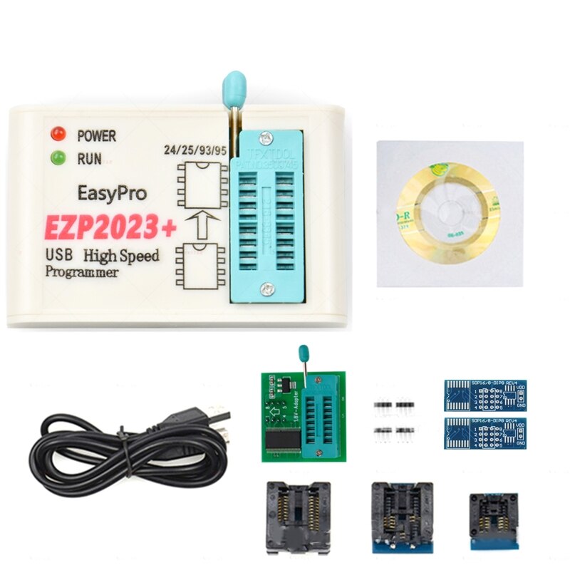 XX9A EZP2023 SPI Programmer EZP 2023 with Adapters 100% Original EZP 2023 Support 24/25/93 Bios 25T80 Offline Copy+5 Adapter: With 6 adapters