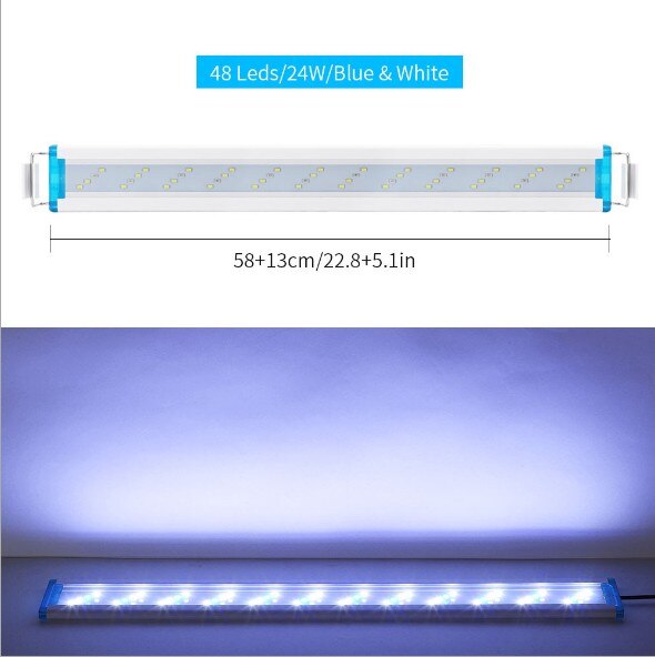 110-240V aquarium ultra-thin aquarium light blue and white light lighting aquatic landscaping lamp fish tank LED lamp: 60-70CM 110-240V