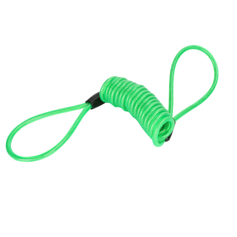 Serrure avec corde en ressort pour scooter,rappel de sécurité, câble anti-vol, à disque, moto, casque de bicyclette, outils pour avertissement, 4 mm, 1.2 m,: Green