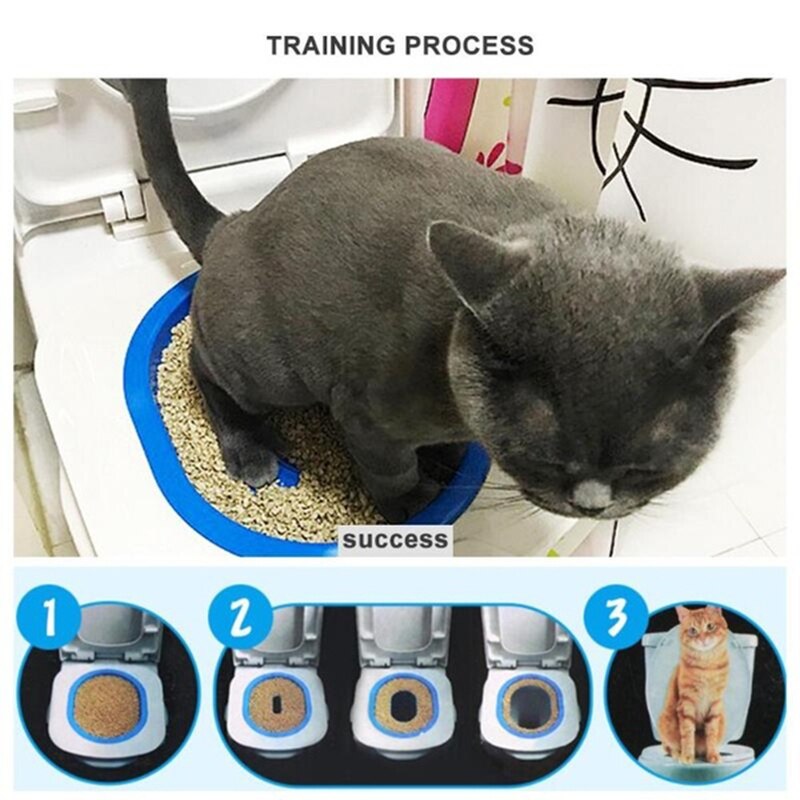 Kæledyr kattetræning toiletsæde kæledyr plast kattebakke bakke træner ren killing raske katte mennesketoilet kattemåtte