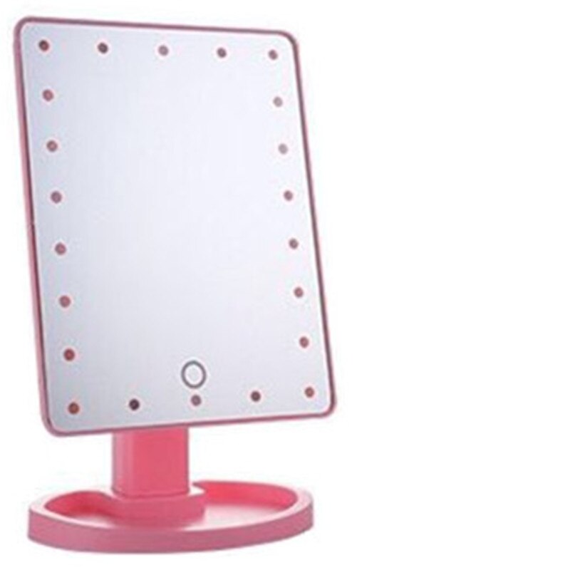 Espejos de maquillaje profesionales con luz LED rosa, luz LED ajustable, espejos de pantalla táctil 16/22, belleza, espejos, cepillo de pestañas: 22LED pink