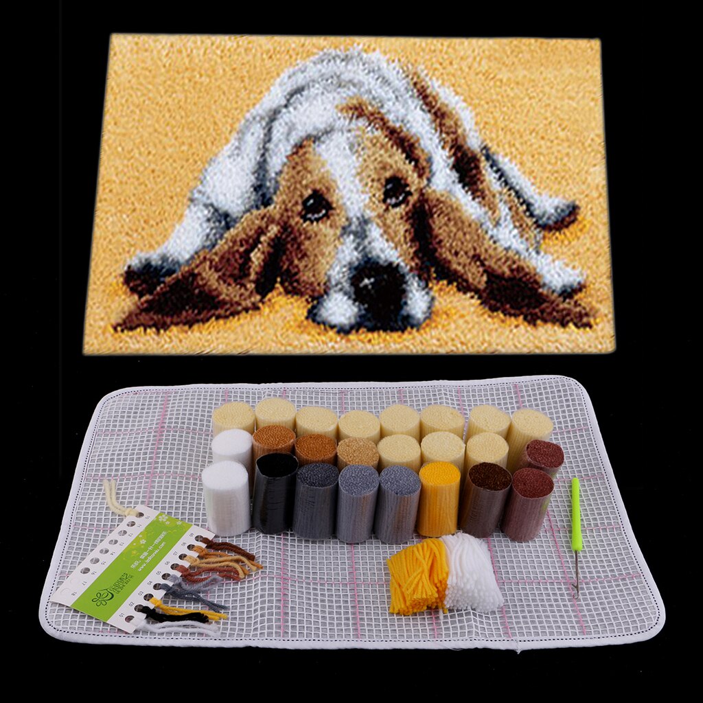 Carpet Latch Hook Rug Kit for Adults Kids Embroidery Animals Cushion 50x30cm