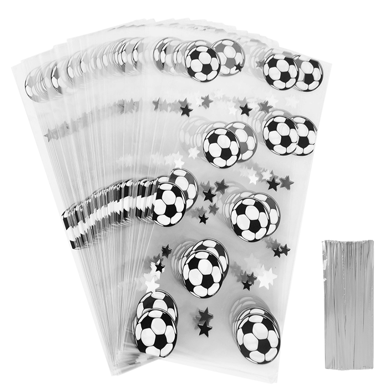 25/50 stuks Voetbal Snoep Zakken Kinderen Jongens Verjaardag Sport Voetbal Themafeest Plastic Cookie Geschenkverpakking Zakken Decoratie Supply
