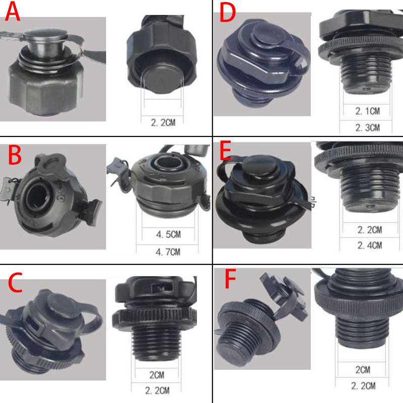 Portable air valve caps screw air valve for inflatable rubber dinghy raft inflatable boat air valves adapter black