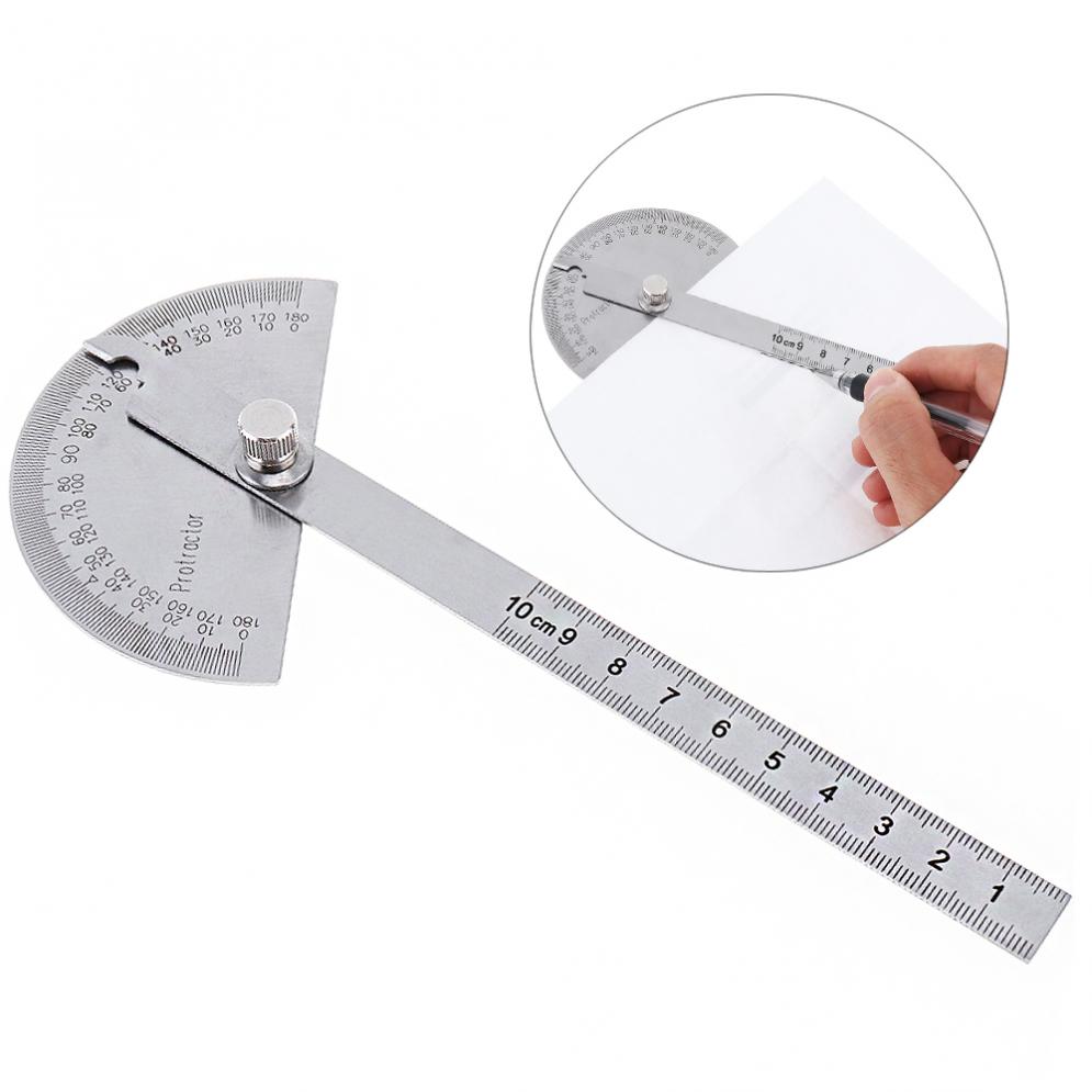 180 Degree 100 mm Stainless Steel Protractor with Scale and Fixing Screw for Angle and Length Measuring