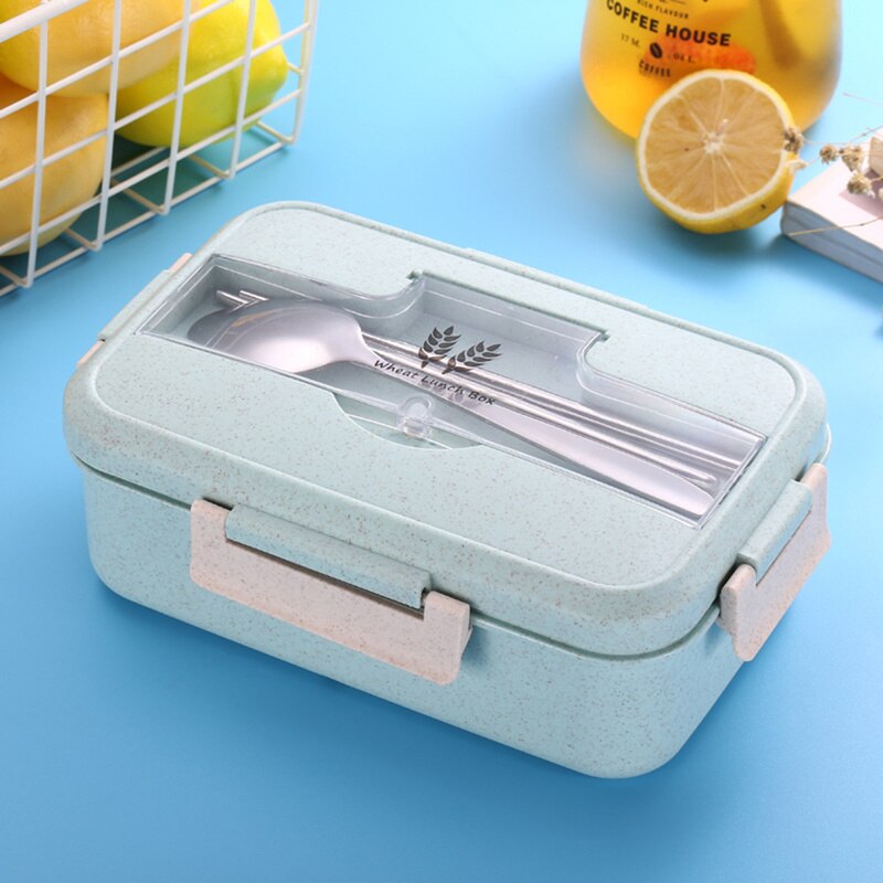 Draagbare Voedsel Opslag Container Magnetron Lunchbox Tarwestro Servies Kinderen Kids School Office Bento Box Organizer