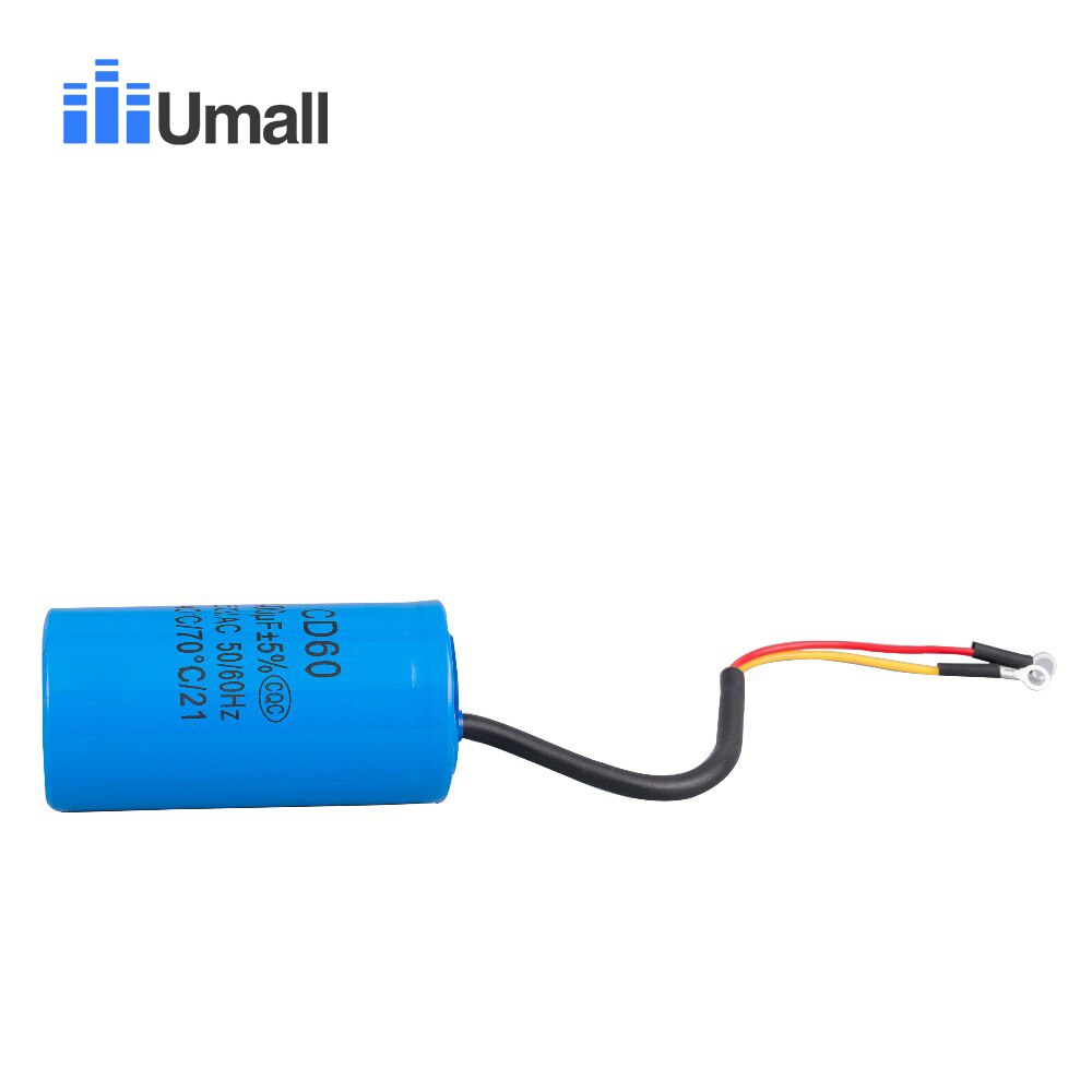 Condensateur de démarrage CD60 400uF 250V AC, pour moteur électrique robuste, compresseur d&#39;air rouge jaune à deux fils