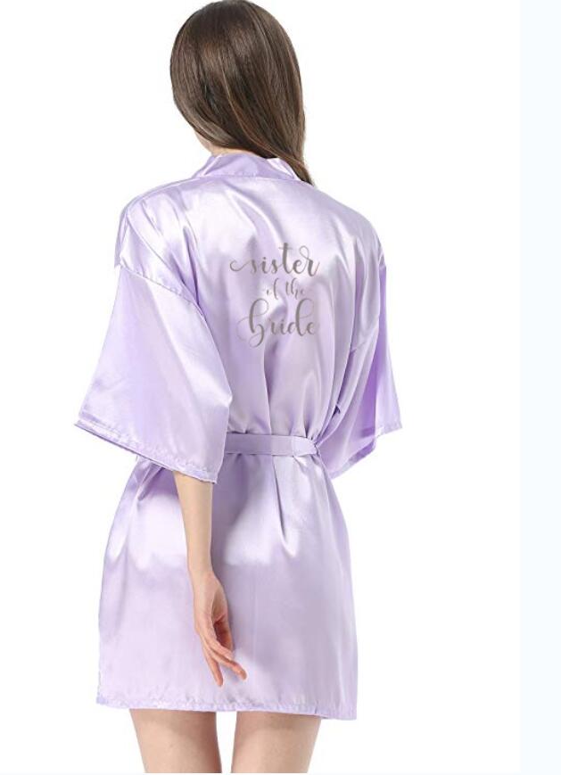 bruid bruidsmeisje gewaad met wit zwarte letters moeder zus van de bruid huwelijkscadeau badjas kimono satijnen gewaden: M / GRIJS