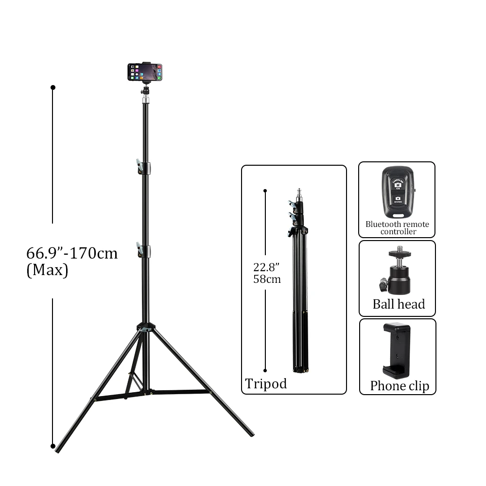 37/68/100/150/1901/4 Screw Head Photography Selfie Portable Light Tripod Stand Trepied Smartphone For Mini Photo Studio: DARK GRAY