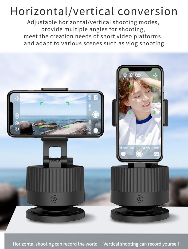 Selfie-stick-gimbal-stabilisator für smartphones, 360 °-drehung, tracking, smart-kamera-handyhalterung, stativ-selfie-halterung