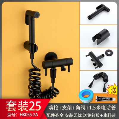 Koperen Wc Metgezel Spuitpistool Kraan Hoge Druk Wc Nozzle Huishoudelijke Wc Flusher Zwart: K