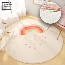 Rainbow Round Carpet Modern Living Room Fluffy Rug Furry Mat For Children Baby Bedroom Carpet Home Carpets Room Kids Fur Rug Mat