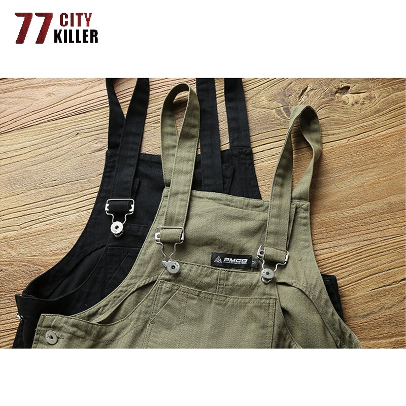 77 stadt Mörder Fracht Multi-Tasche Bib Overalls Männer Amerikanischen Streetwear Arbeit Jogger Männlichen Overalls Casual Oversize Bib Hosen