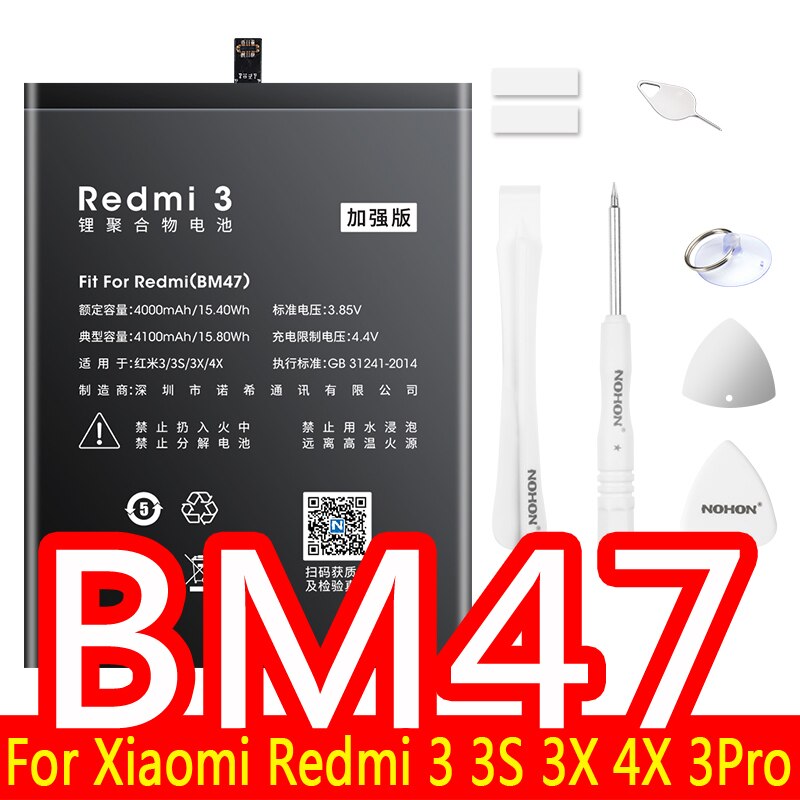 NOHON-batería BM4E BM3B BM3E BM3L BM3M BM4Q BM22 BM36 BM39 BM46 BM47 BN31 BN41 BN43 BN45 BN4A para Xiaomi Mi POCOPHONE F1 F2 Pro: BM47