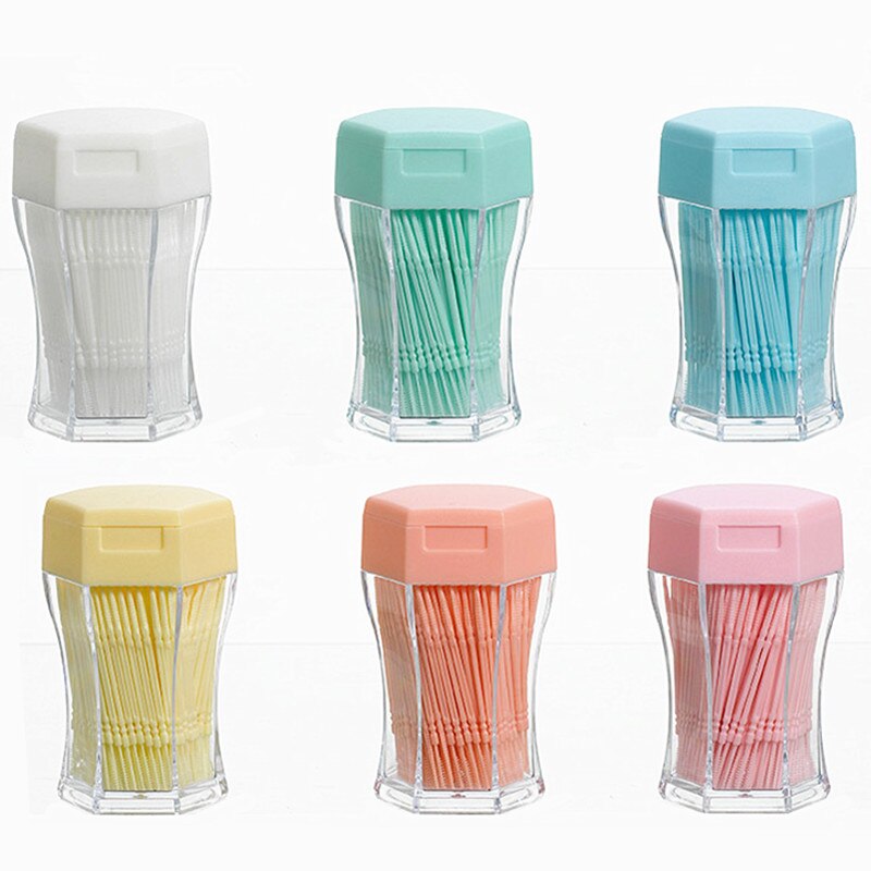 200pcs/set Plastic double-head Brushed Toothpick Soft Oral Care 6.2 Cm Floss Toothpick Teeth Care Floss Pick Portable