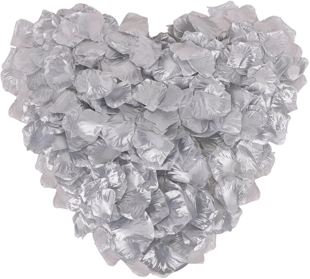 Pétalos de rosa de 1000 Uds., pétalo de seda roja, flor para boda, decoración para de noche romántica y decoración para eventos y fiestas de San Valentín: 1000pcs silver