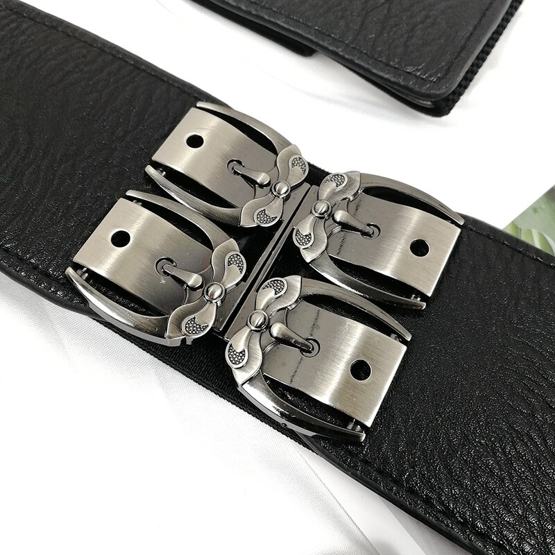 Cinturones de talla grande para mujer, faja ancha elástica, cinturón de vestir, cinturón de cintura elástica para mujer, cintos de cuero negro