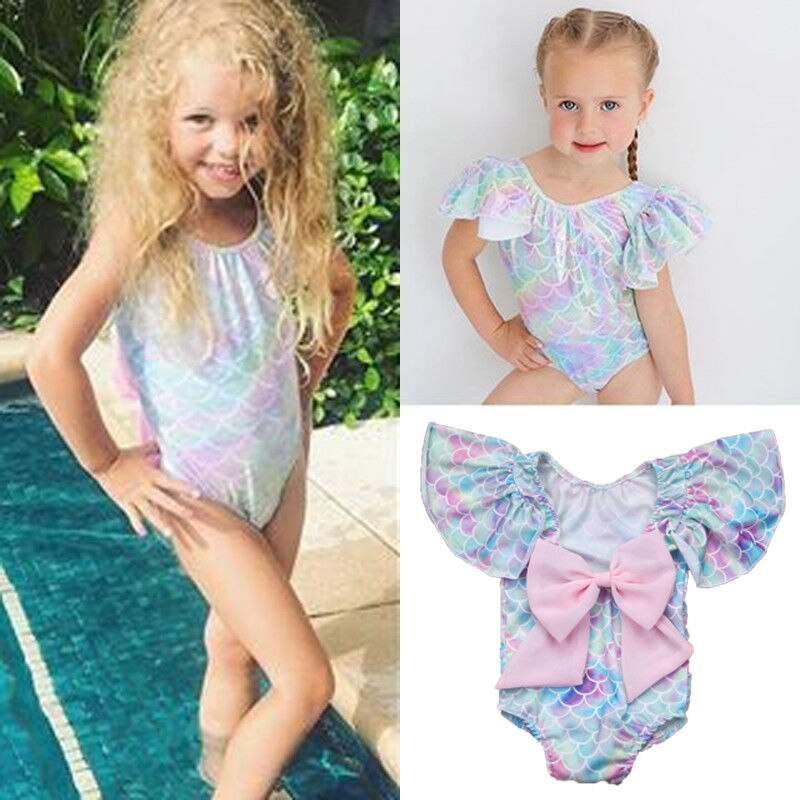 Märke småbarn spädbarn barn barn bebis flickor vågar trikot kostym badkläder baddräkt bikini set badrosett 6m-4t