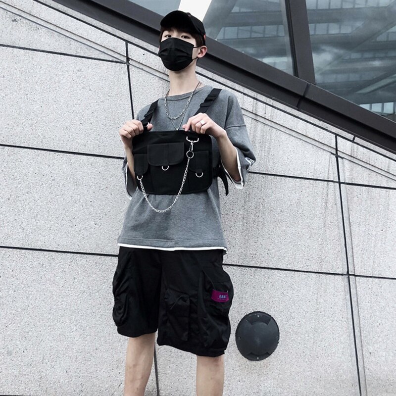 Sac de poitrine pour hommes Hip Hop harnais poitrine plate-forme sac gilet Streewear femmes sac à bandoulière poitrine paquet taille Pack