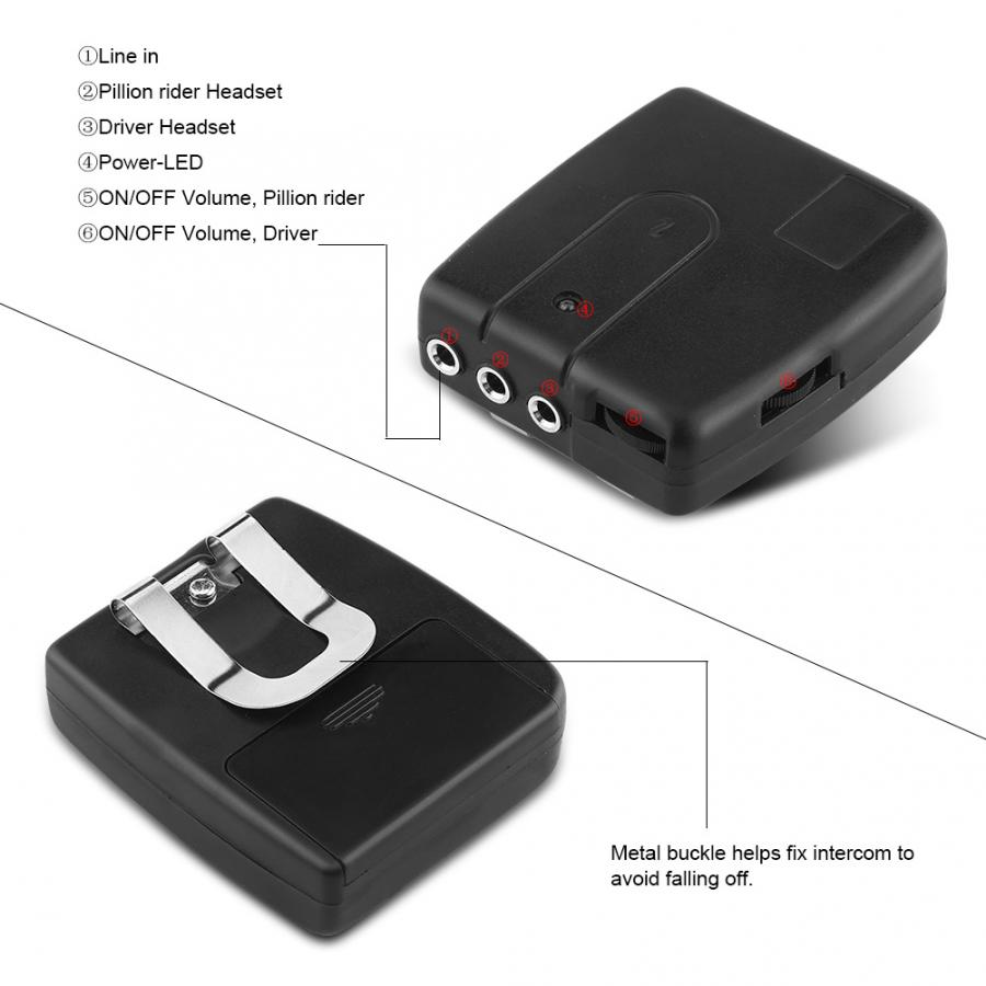 1 Pair Bluetooth Motorcycle Helmet Interphone Motorbike Intercom Interphone for 2 People on the Same Motorcycle