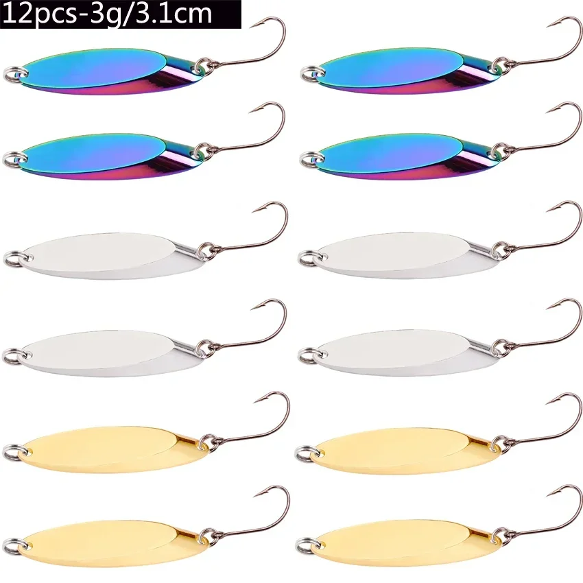 12 pçs 1.5g-60g metal afundando iscas de pesca colher jigging isca artificial duro truta baixo mar isca de pesca de água salgada