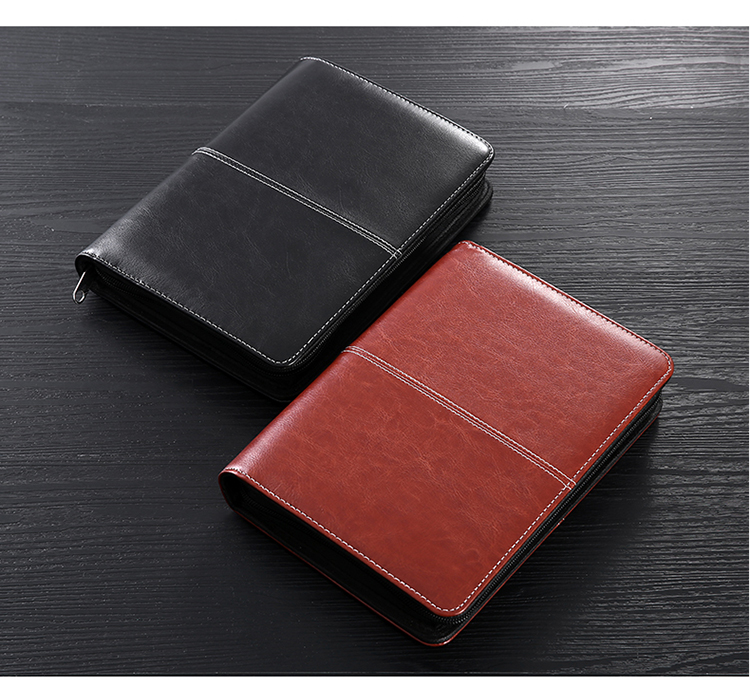 cute weekly A5 planner agenda organizer notebooks PU leather zipper notebook with lift handle refill writing pad 1289