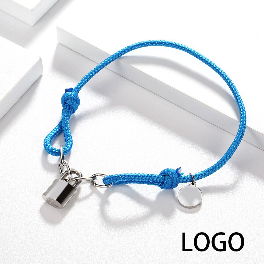 Boyulige klassisk flettet reb armbånd lås populært element par armbånd til mænd og kvinder charme smykker: Blå