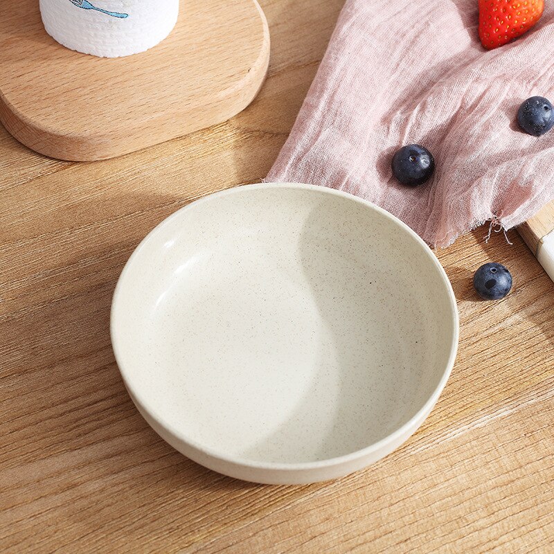 Pajita de trigo de color sólido de estilo japonés, plato de Sushi para aperitivos, mesa de comedor redonda, plato de basura, accesorios de cocina: Beige (single)