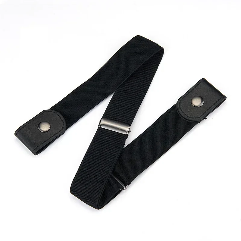 Verstellbares, elastisches Taillenband aus Segeltuch, unsichtbarer Gürtel, schnallenfreie Gürtel für Damen und Herren, Jeans, Hosen, Kleid, keine Schnalle, einfach zu tragen: Schwarz