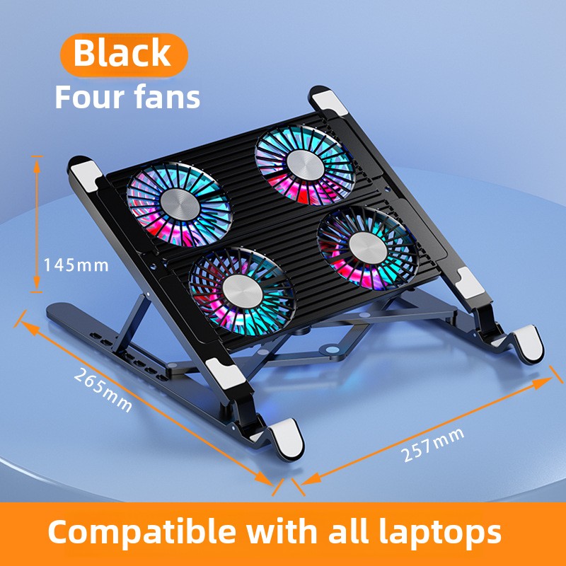 Laptop Cooler Base Stand Foldable Laptop Cooling Pad Portable Adjustable Notebook Stand for 13-17.3 Inch with 4 Fans: Gold