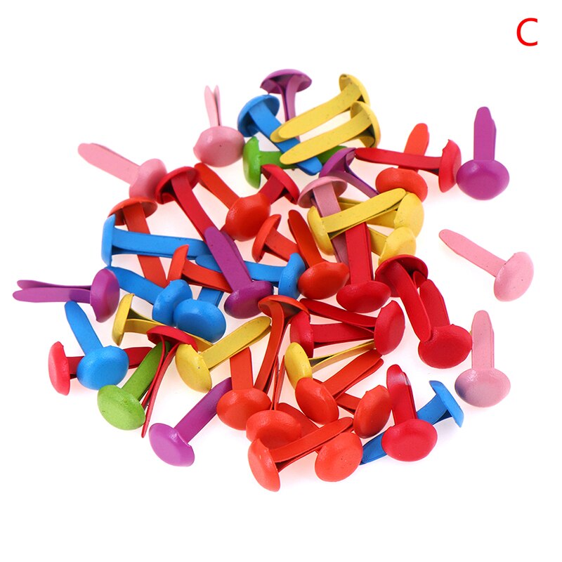 50/100 pièces fer bricolage rond en métal Mini Brads pour Scrapbooking accessoires embellissement attache artisanat fait main: C 100PCS