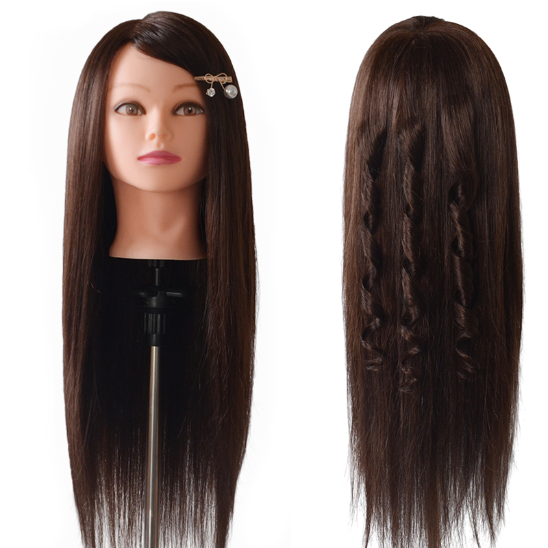 85% Human Hair Mannequin Head Doll Head with Hair Cosmetology Manikin Head Dummy Head for Curl Iron Braiding Hairstyle