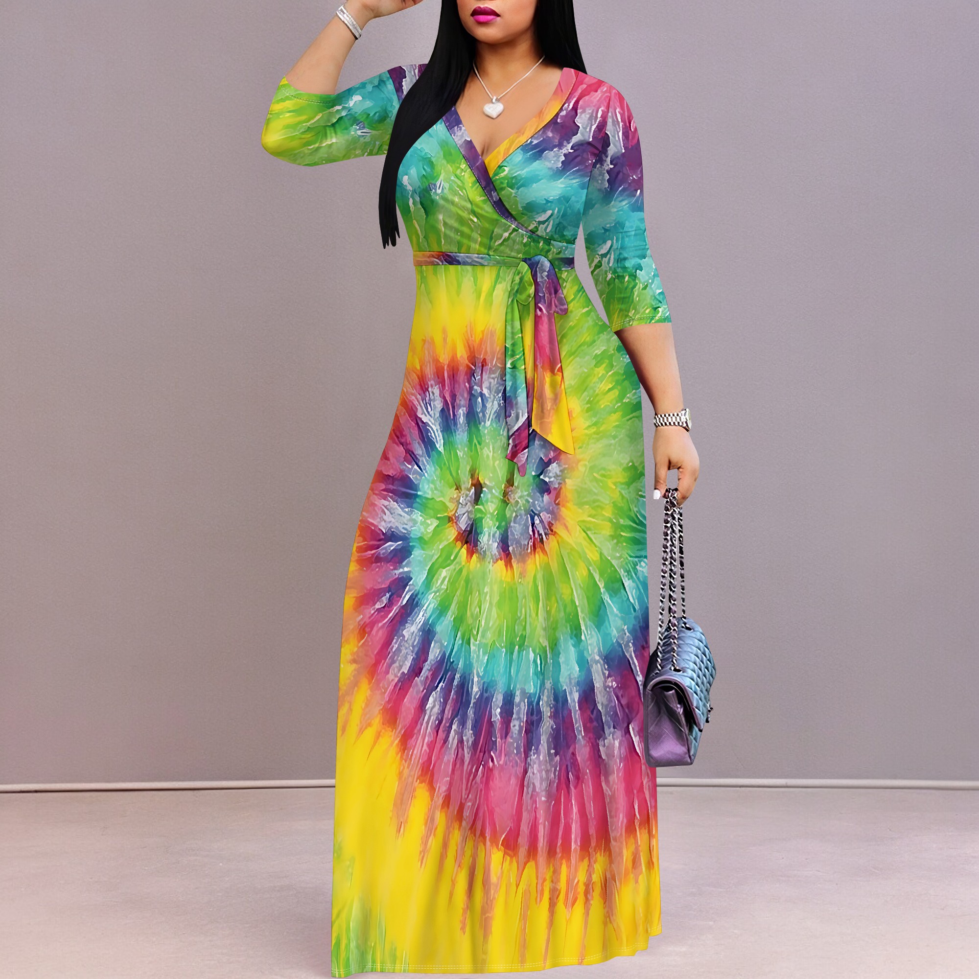 Summer Printed Short Sleeve Maxi Dress for Women Short Sleeve Long Dress Cocktail Party Loose Casual Dresses