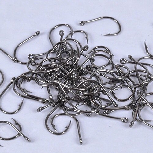 1000 Pcs 10 Maten J-Vormige Haak Vissen Vis Aas Geslepen Haak Vishaak Tackle Jig Met Doos