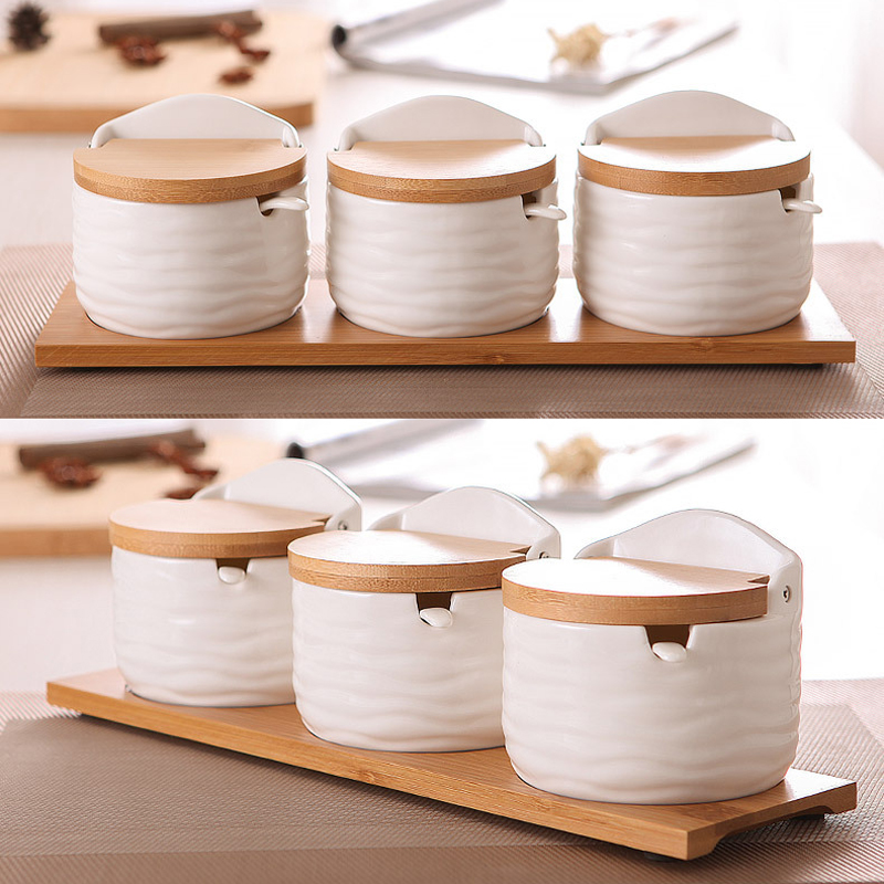 European ceramic flip seasoning jar cruet salt kitchen supplies seasoning box seasoning pot Container Condiment Jars