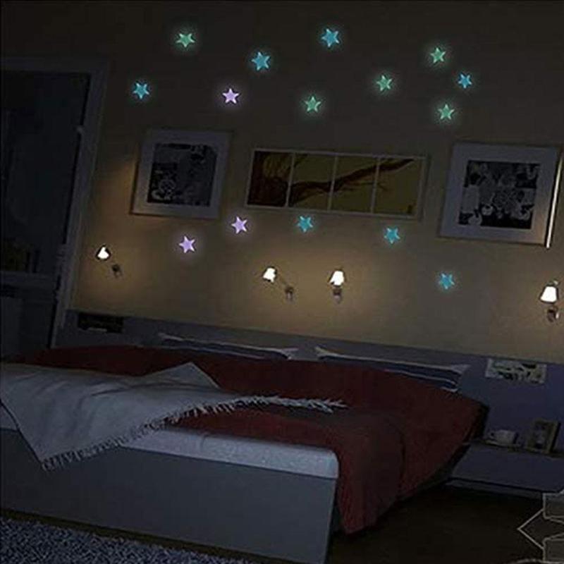 100 stücke 3cm Leuchtende Sterne Aufkleber Diy freundlicher Wohnzimmer Schlafzimmer Zauberstab 3-farbe Gemischt Sterne Aufkleber Hause sternenklar Dekor Zubehör