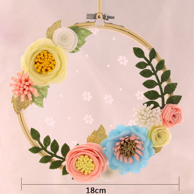 Handmade Beautiful Felt Flower Garland Artificial Flowers & Rattan Ornament For Home Wall Decor Felt DIY Package