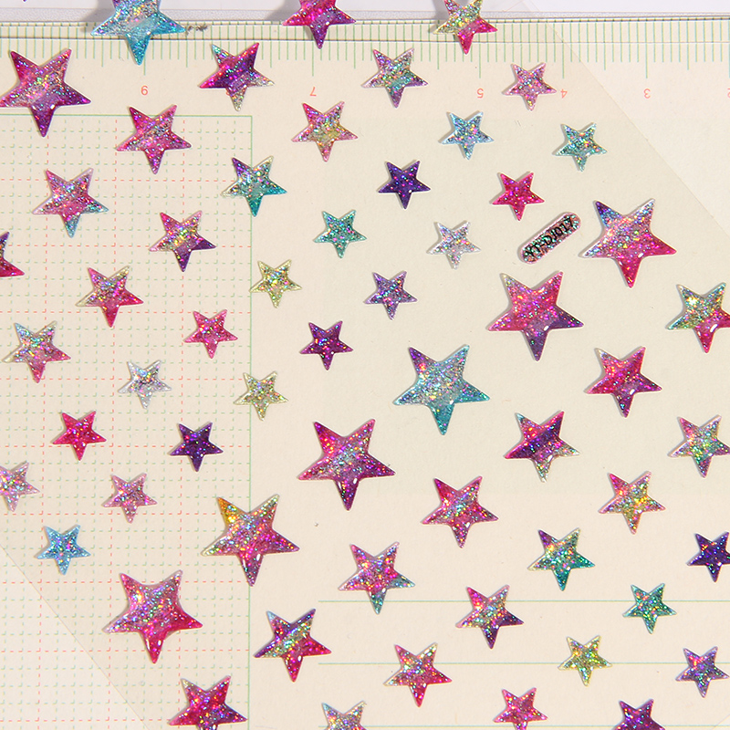 Colorido corazones brillantes estrellas gota de cristal pegatinas 3D Scrapbooking Diy diario adhesivo de papelería hoja Deco