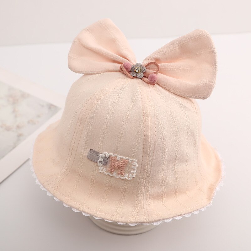 Fiskehatt for barn 1-3 år gammel vår og sommer jente solhatt sløyfe kvinne baby tynn solkrem solhatt bts bøttehatt: 5