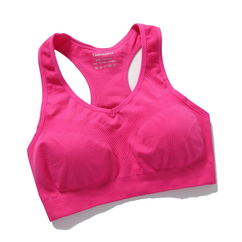 Kvinnors skönhet rygg fitness bh omlindade bröst underkläder stötsäker bh bysthållare: Fuchsia / L