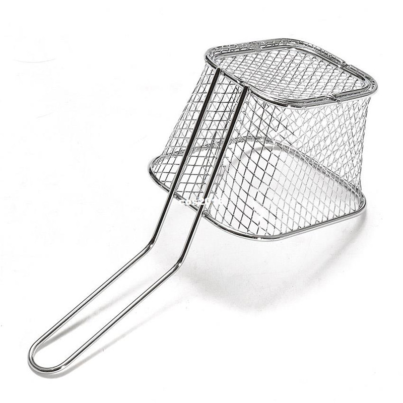 Frituren Mand Zeef Rvs Friteuse Mand Zeef Frieten Vergiet Handvat Chef Koken Mand Keuken Tool 1Pcs