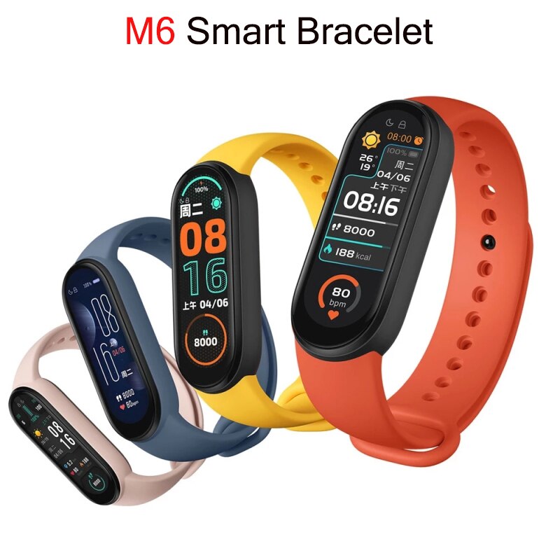 Bracelet connecté M6, moniteur d'activité physique avec écran Bluetooth, moniteur de fréquence cardiaque et de sang, étanche, pour Android et IOS