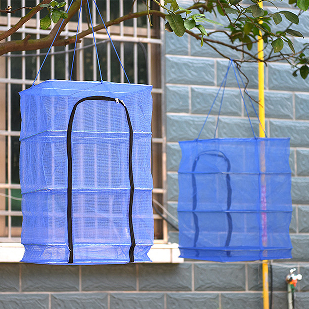 Foldable 4 Layers Fish Drying Rack Vegetable Dishes Dryer Mesh Hanging Net