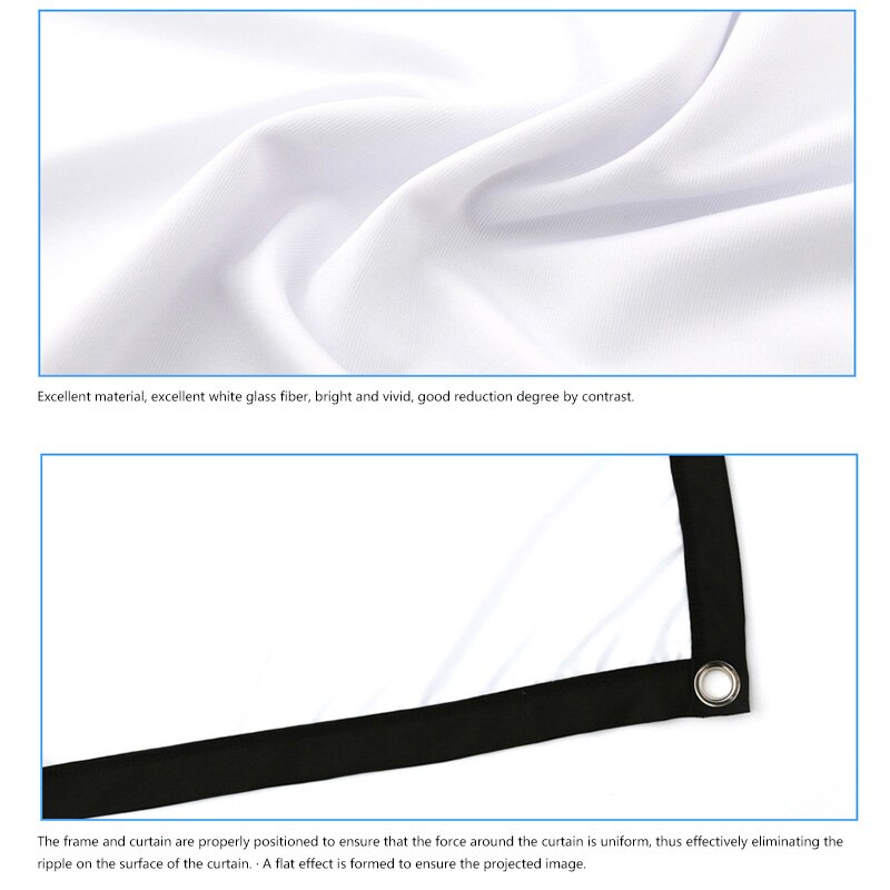 100 Inch Foldable HD Screen Canvas 16:9 Projector Home Theatre Beamer Projection Screen Movie Projector Screen High Brightness