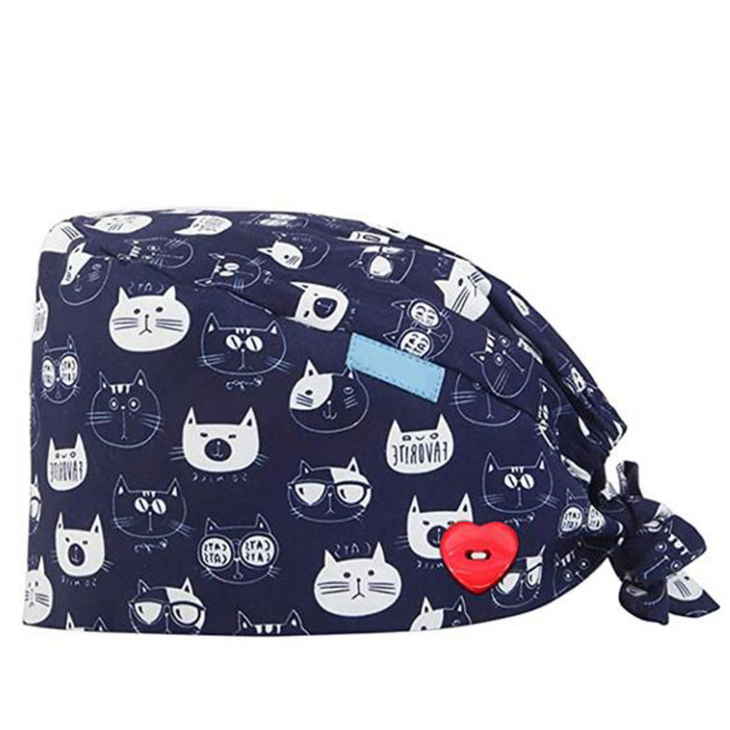 Gorros quirúrgicos médicos con estampado de gato, gorro de cirugía, gorro de clínica de dentista, sombreros de salón de belleza para médicos y mascotas de Hospital: B