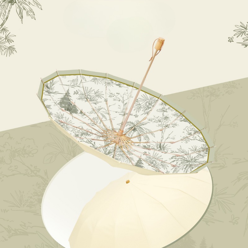 Paraply piger elegant retro paraply regn eller solskin foldbar paraply solbeskyttelse dobbelt paraply