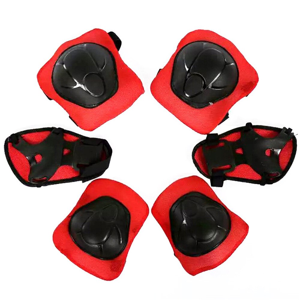 Barn knäskydd armbågsskydd handledsskydd skyddsutrustning set för barn skateboard cykling ridning utomhussport handskydd handskydd: Röd