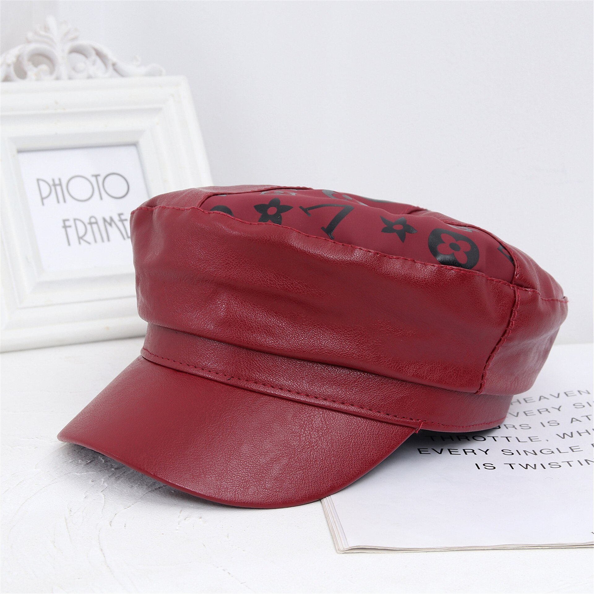 Chapeau octogonal à large bord avec broderie dôme, lettres coréennes, anglais, Ins Wild, quatre saisons, Hatrma, automne et hiver: 4