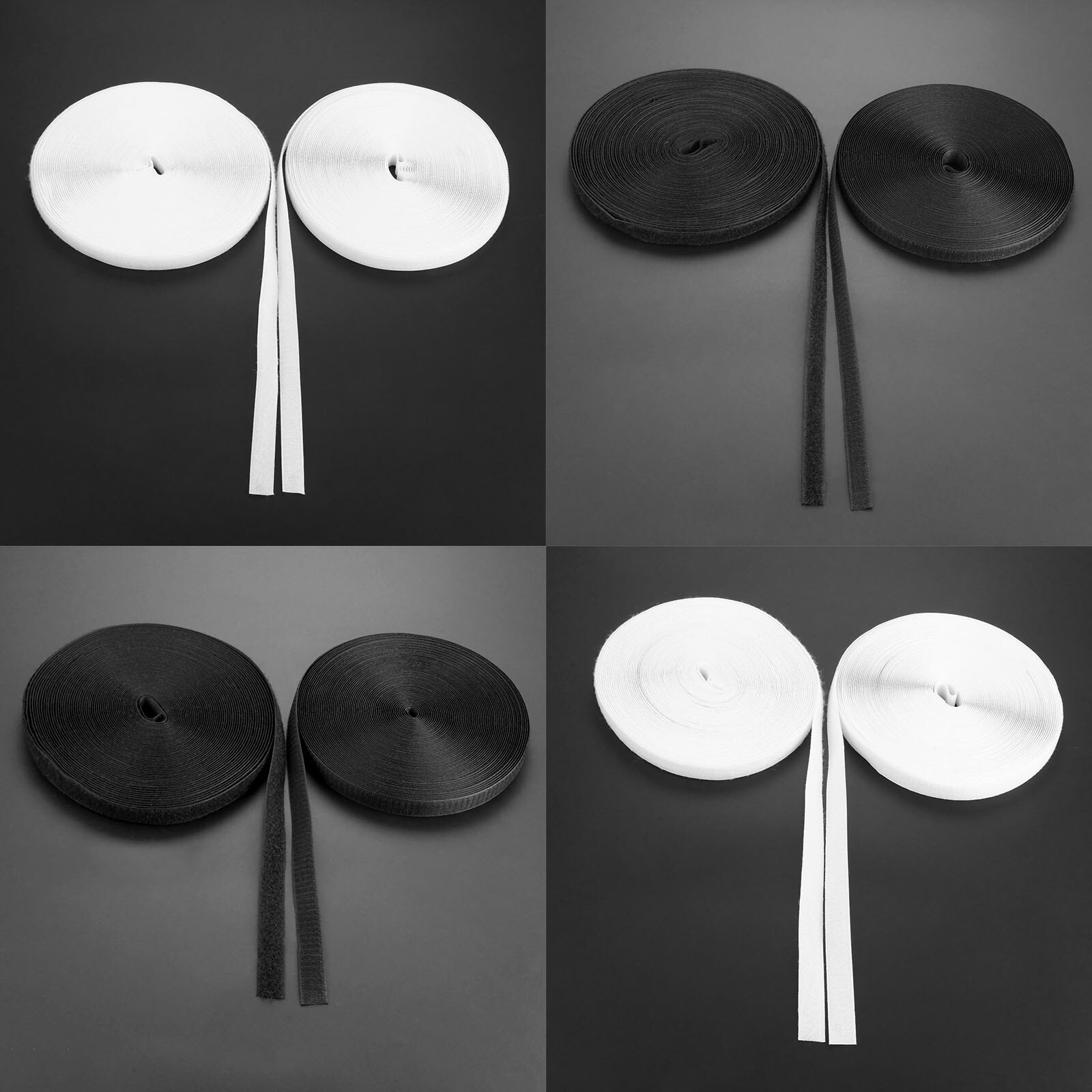 2pcs 25M Black White Hook and Loop Fastener Tape Magic Nylon Sticker Adhesive Loop Disks Velcros