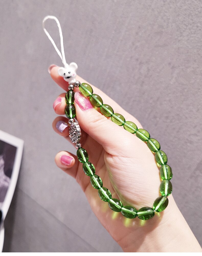 Bear Crystal Chain Bracelet Wrist Strap Lanyar for IPhone 13 12 11 Pro Max for Huawei Xiaomi Samsung Honor Bracelet Wrist Strap: green